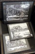 THREE FRAMED "JOLLY ROGER" PRINTS