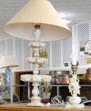 TWO ALABASTER TABLE LAMPS