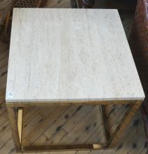 MCM BRASS GRANITE TOP END TABLE