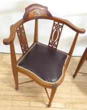 PAIR OF INLAID CORNER CHAIRS