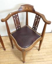 PAIR OF INLAID CORNER CHAIRS