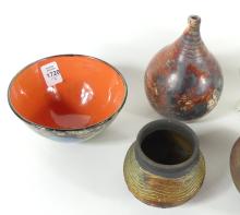 6 ART POTTERY VASES & BOWLS