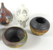 6 ART POTTERY VASES & BOWLS