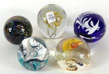 5 ART GLASS PAPERWEIGHTS