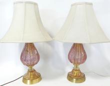 PAIR OF MURANO GLASS TABLE LAMPS