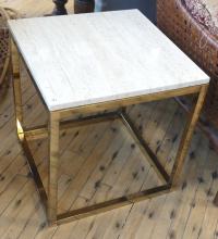 MCM BRASS GRANITE TOP END TABLE