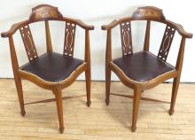 PAIR OF INLAID CORNER CHAIRS