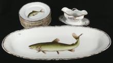 ANTIQUE PORCELAIN FISH SERVICE