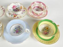 8 ENGLISH FLORAL CUPS & SAUCERS