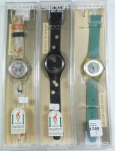 3 SWATCH MECHANICAL WRISTWATCHES