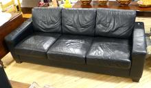 BLACK LEATHER SOFA