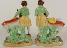 PAIR OF ANTIQUE STAFFORDSHIRE FIGURINES