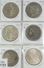 6 U.S. SILVER DOLLARS