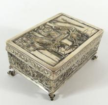 ANTIQUE FOOTED SILVER BOX