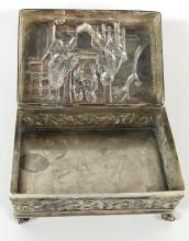 ANTIQUE FOOTED SILVER BOX