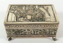 ANTIQUE FOOTED SILVER BOX