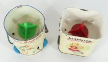 2 WIND-UP TOY WASHING MACHINES