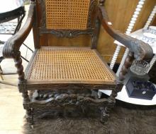 CARVED ANTIQUE MAHOGANY ARMCHAIR