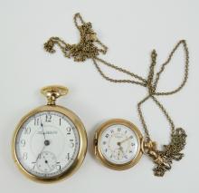 2 ANTIQUE WATCHES & CHAIN