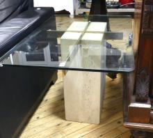 MARBLE GLASS TOP END TABLE