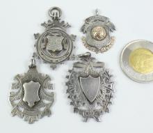 4 ANTIQUE SILVER FOBS