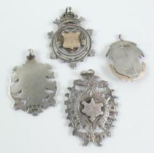 4 ANTIQUE SILVER FOBS