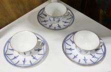 SIX DERBY "BLUEBELLS ON CHAIN" CUPS AND SAUCERS