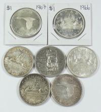 7 CANADIAN SILVER DOLLARS