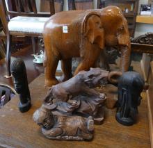 FIVE WOODEN CARVINGS