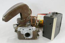 BIN OF VINTAGE CAMERAS
