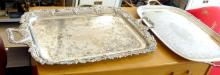 THREE LARGE SILVER PLATE PLATTERS
