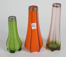 3 ART GLASS VASES
