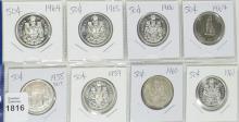 20 CANADIAN SILVER 50-CENT COINS