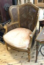 ANTIQUE CANED FRENCH ARMCHAIR