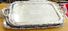 THREE LARGE SILVER PLATE PLATTERS