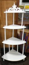 PAINTED SPINDLE CORNER WHAT-NOT SHELF