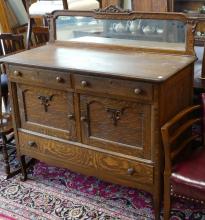 OAK MIRRORED BACK SIDEBOARD