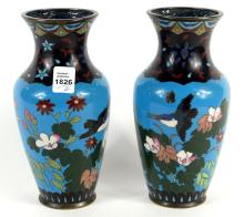 PAIR CLOISONNE VASES