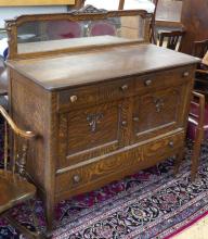 OAK MIRRORED BACK SIDEBOARD