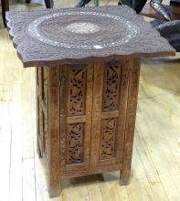 CARVED TEAK TABOURET TABLE