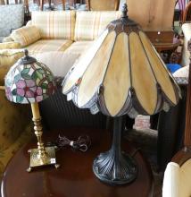 TWO STAINED GLASS TABLE LAMPS