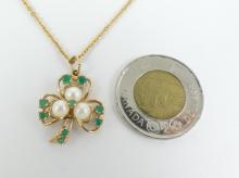 EMERALD & PEARL PENDANT ON CHAIN