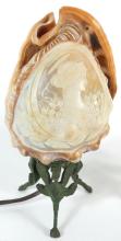 PAIR SEASHELL CAMEO LAMPS