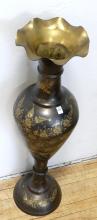 LARGE ETCHED BRASS VASE