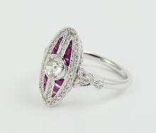 PLATINUM, RUBY & DIAMOND RING