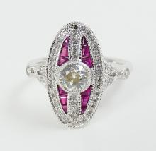 PLATINUM, RUBY & DIAMOND RING
