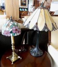 TWO STAINED GLASS TABLE LAMPS