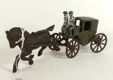 CAST IRON HORSE-DRAWN CARRIAGE