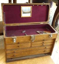 ANTIQUE OAK MACHINIST'S TOOL CHEST