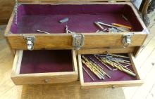 ANTIQUE OAK MACHINIST'S TOOL CHEST
